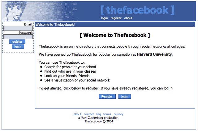 The first version of Facebook. Looks like they could use some design help