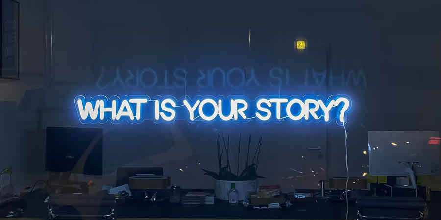 neon sign what is your story office design