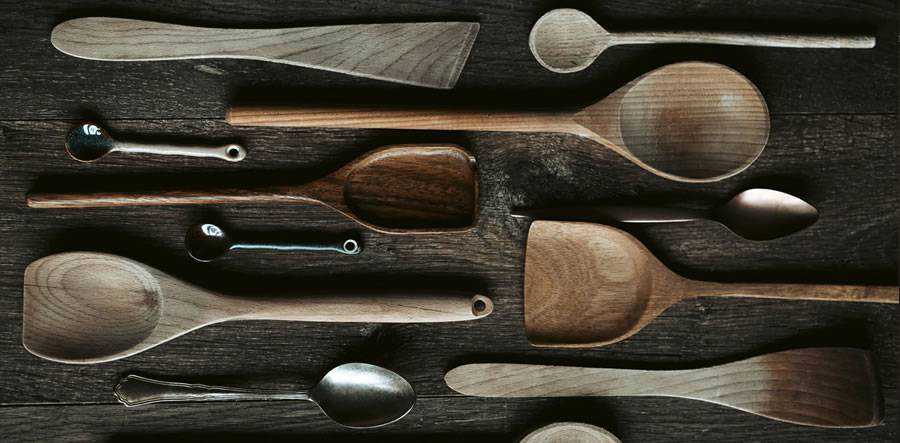 selection of wooden spoon design tools kitchen