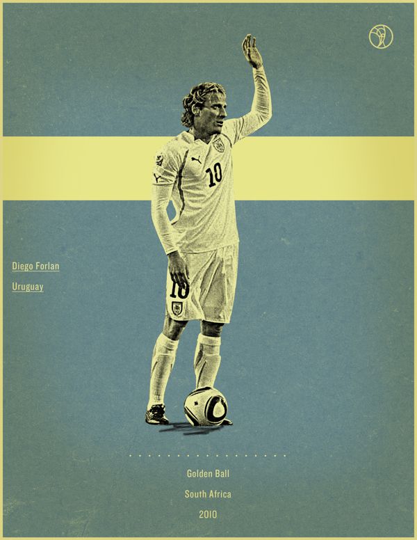world cup fifa golden ball winner poster illustation Diego Forlan South frica 2010