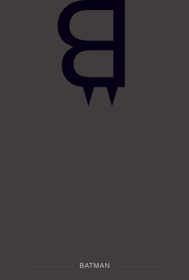 alphabet letter B helvetica font superhero batman