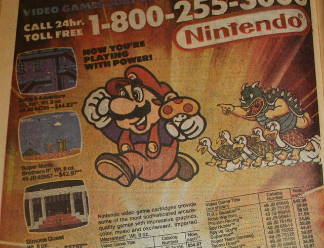 NES Gaming found in Sears Catalog