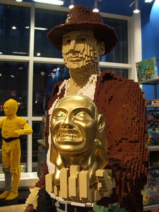 Life sized Lego Indian Jones sculpture