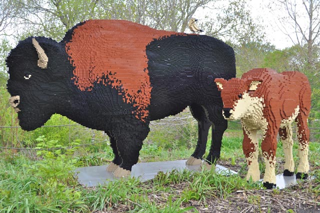 Lego bison sculpture