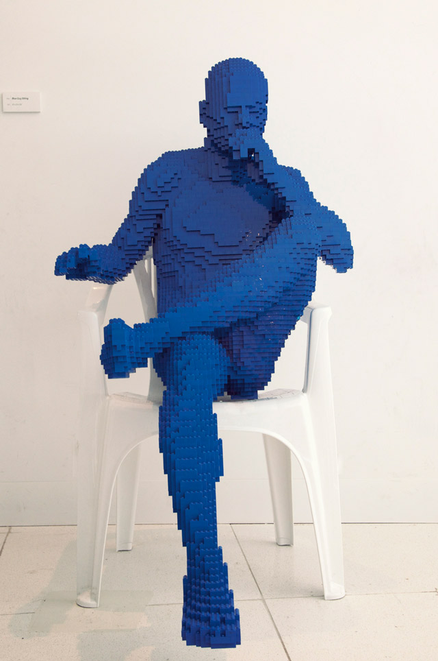 Lego man sculpture