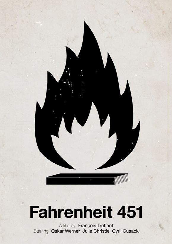 Fahrenheit 451 movie poster in a pictogram style