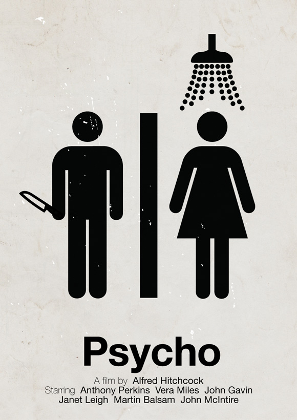 Psycho movie poster in a pictogram style