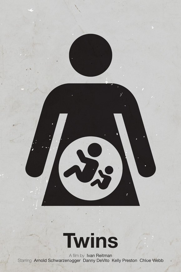 Twins movie poster in a pictogram style