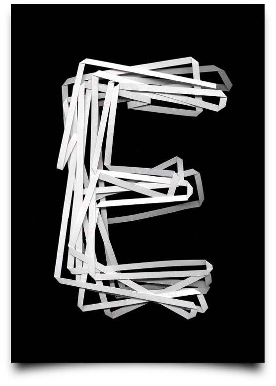 the letter e alphabetical type illustrations simply by putting scalpel to paper