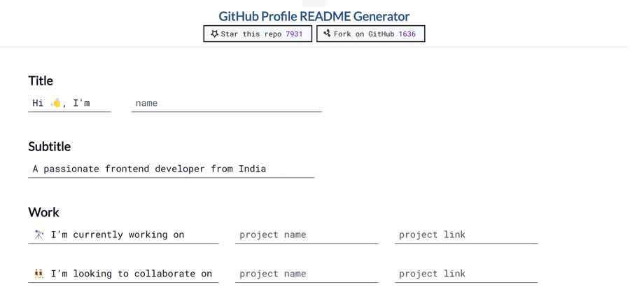GitHub Profile README Generator
