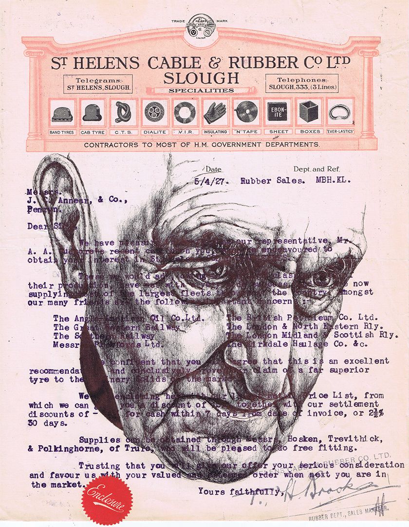 bic biroDrawing on a 1927 document