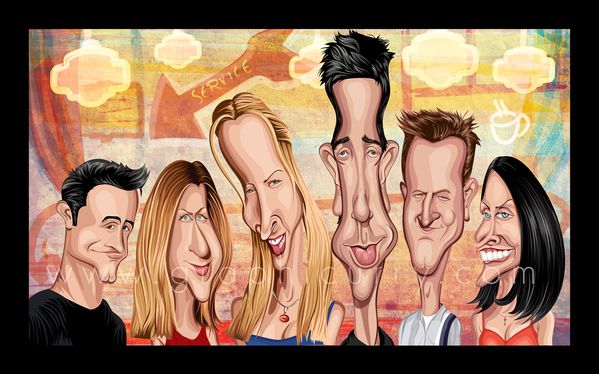 Friends tv movie caricature illustrated caricatures cartoon satrical humor
