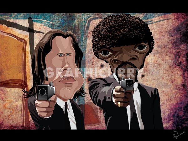 Pulp Fiction tv movie caricatures cartoon humor