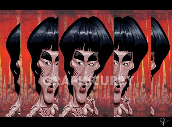 Bruce Lee tv movie caricature illustrated caricatures cartoon satrical humor