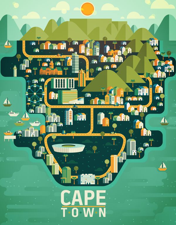 Cape Town Aldo Crusher illustration metropolis geometry