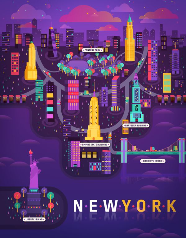 New York city illustration metropolis geometry