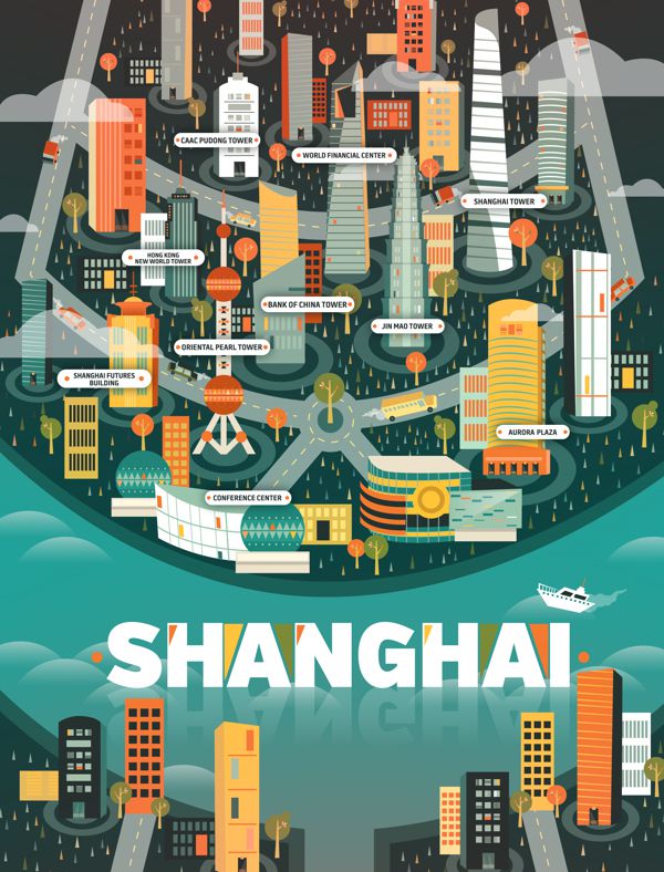 Shanghai Aldo Crusher illustration metropolis geometry