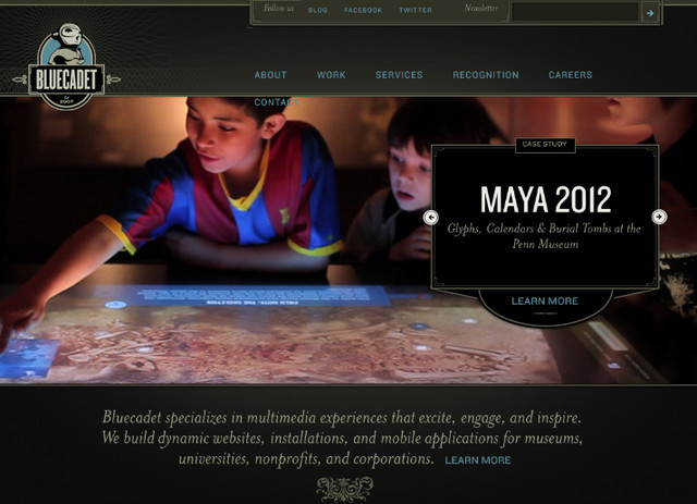 example of a web site with dark color scheme Blue Cadet