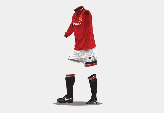 Manchester United 1994-1996 football kit illustration ghost