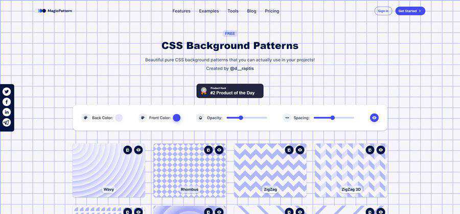 CSS Background Patterns web-based tool free web design example