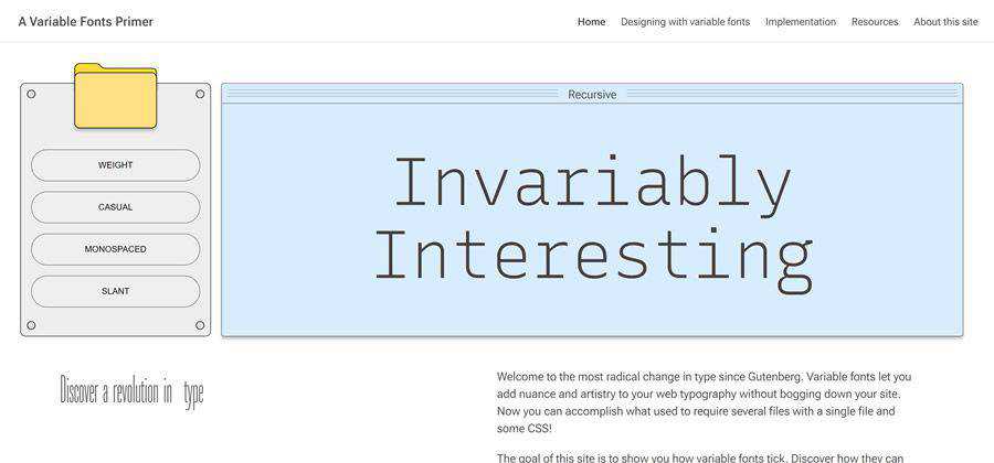A Variable Fonts Primer web-based tool free web design example