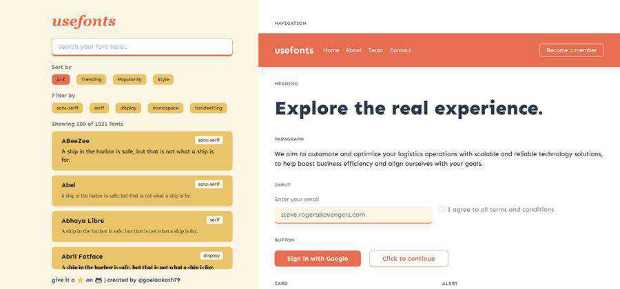 useFonts web-based tool free web design example