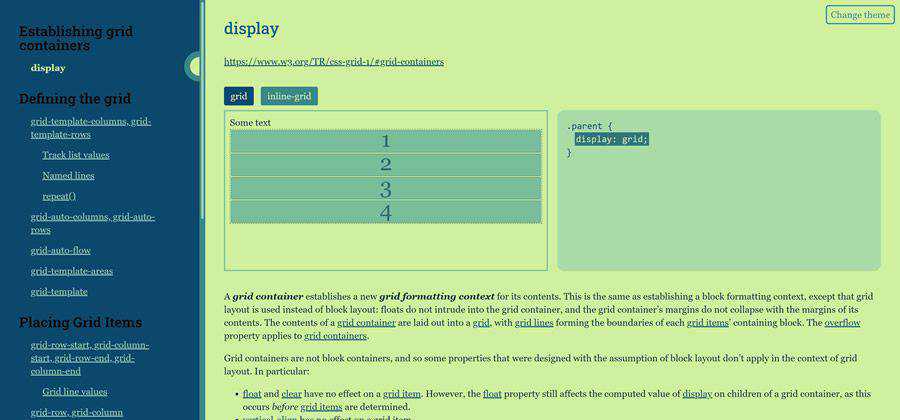 css Grid Cheatsheet web-based tool free web design example