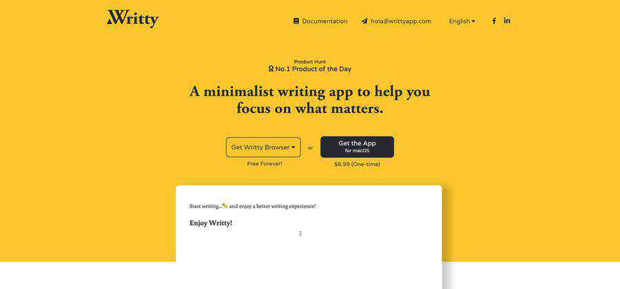 Writty web-based tool free web design example