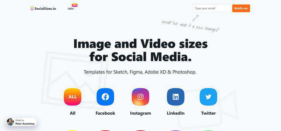 SocialSizes social media image and video sizes web-based tool free web design example