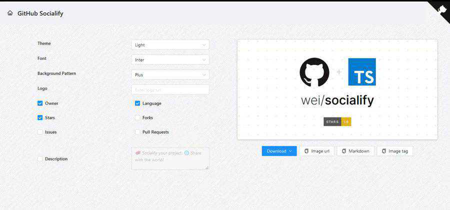 GitHub Socialify web-based tool free web design example