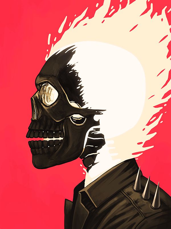 mike mitchell poster illustrated marvel superhero ghostrider