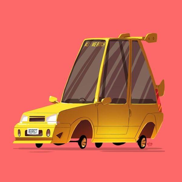 greatest rides poster series cartoony style illustration cars movie tv