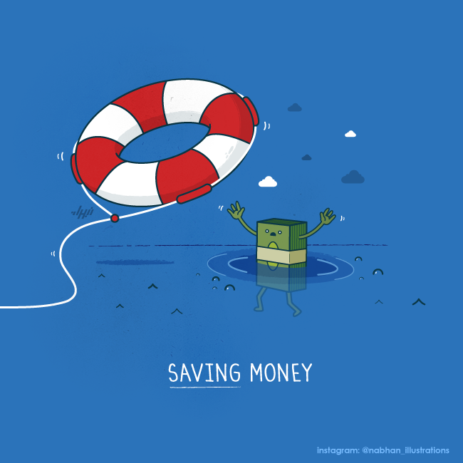 hilarious illustration series Saving Money
