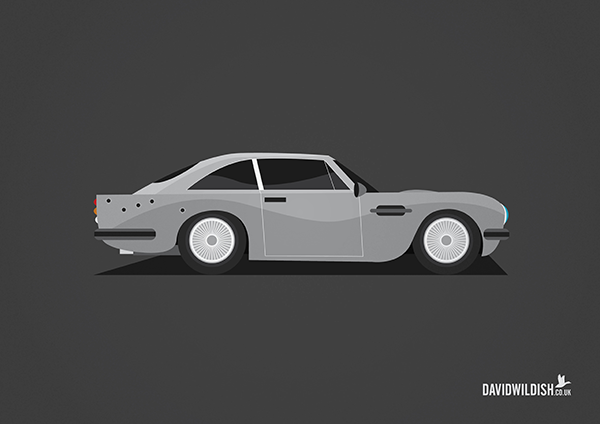 cars iconic tv movie illustration Aston martin from James Bond