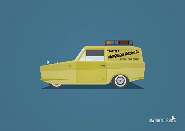 cars iconic tv movie illustration Robin Reliant from Only Fools & Horses