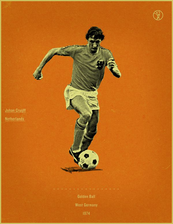 Johan Cruyff West Germany 1974 world cup fifa golden ball winner poster illustation