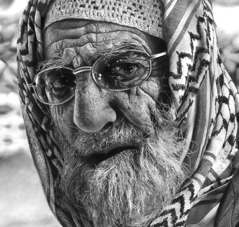 drawings portrait realistic pencil An Elderly Man