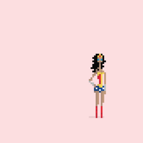 Wonder Woman Superman Pixelomics pixel art superheroes GIFs