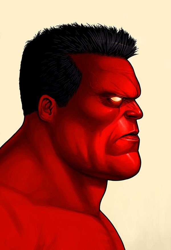 mike mitchell marvel illustrated poster superhero Red Hulk
