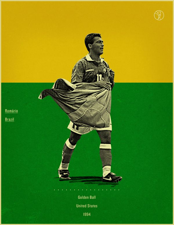 Romario USA 1994 world cup fifa golden ball winner poster illustation