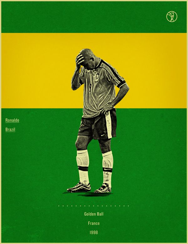Ronaldo France 1998 world cup fifa golden ball winner poster illustation