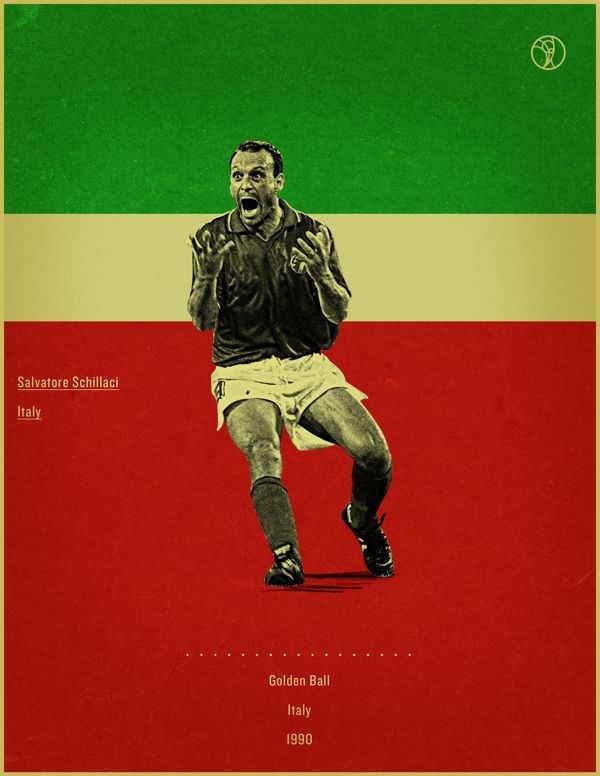 Slavattore Schillaci Italy 1990 world cup fifa golden ball winner poster illustation