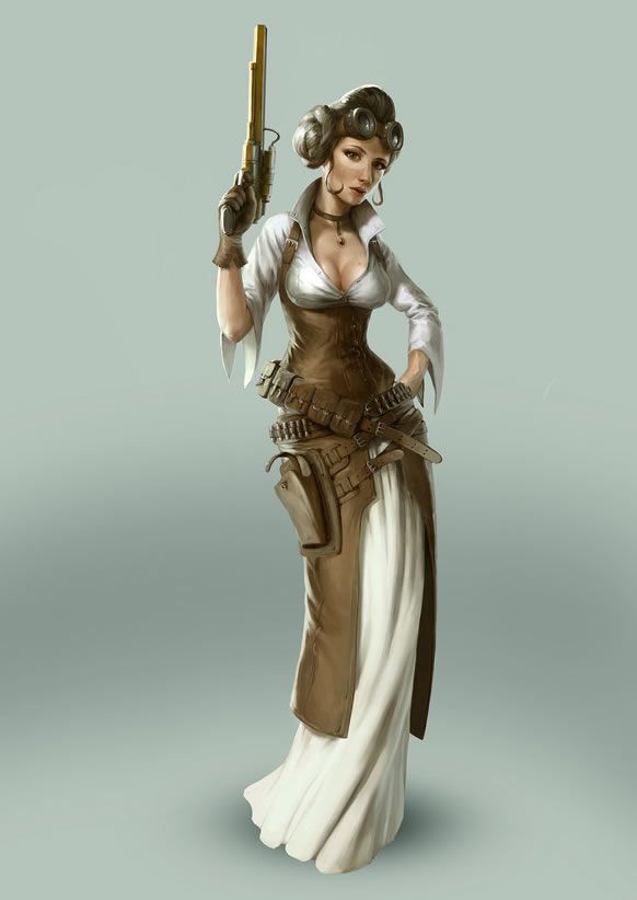 leia star wars steampunk character illustrations