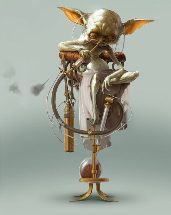 yoda star wars steampunk character illustrations