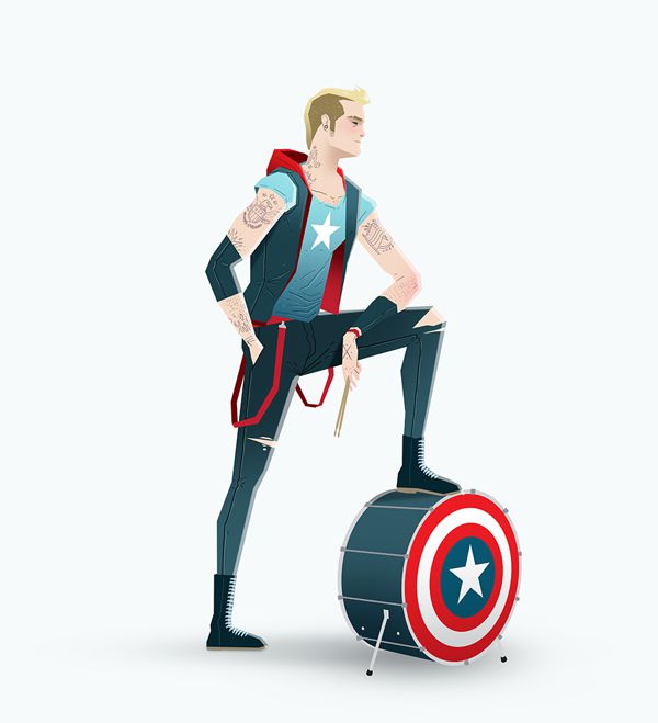 super rockers illustration captain america