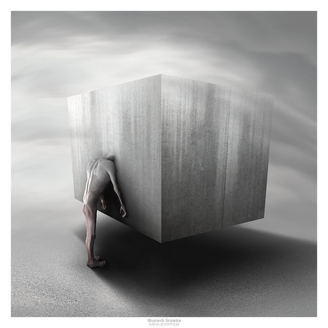 The Cube example of surreal in graphic design