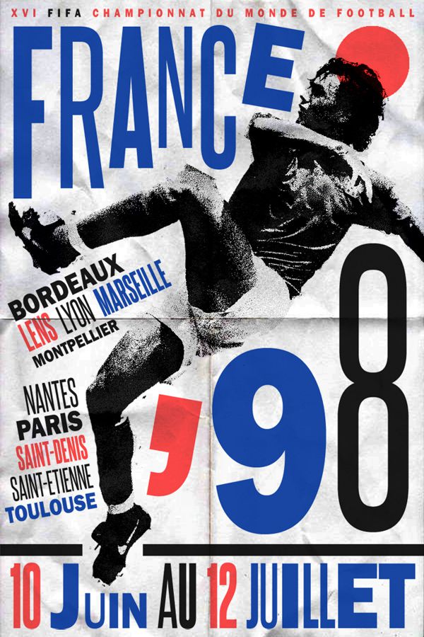 France 1998 world cup fifa redesigned official poster illustation