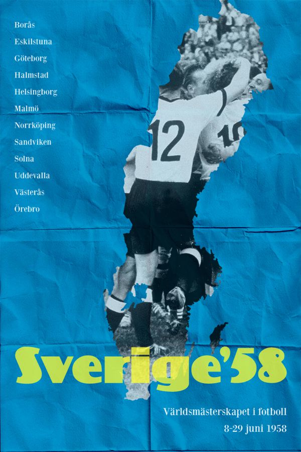 Sweden 1958 world cup fifa redesigned official poster illustation