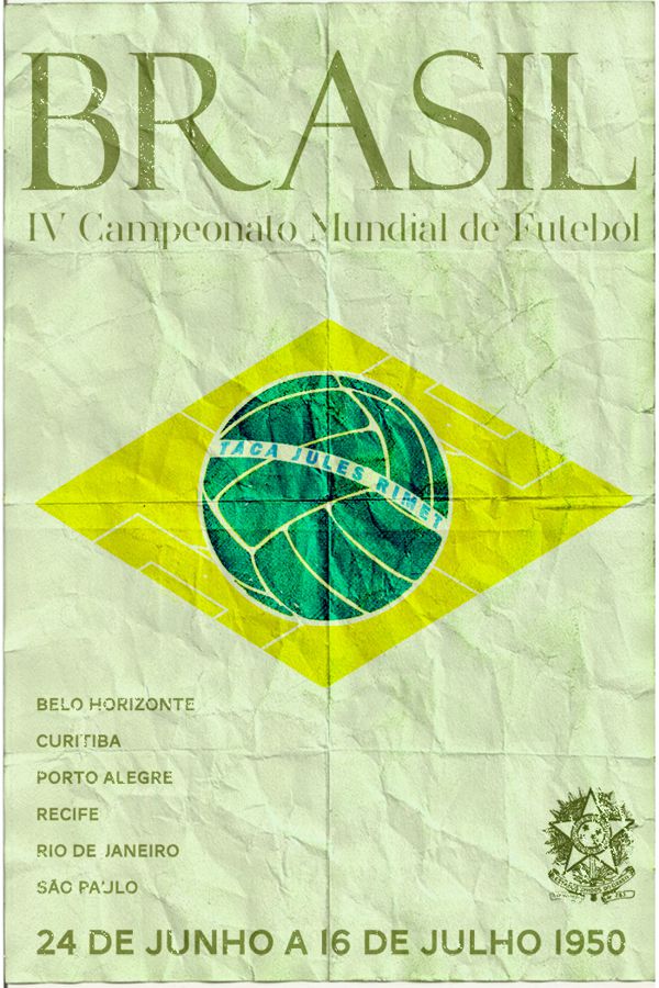 Brazil 1950 world cup fifa redesigned official poster illustation