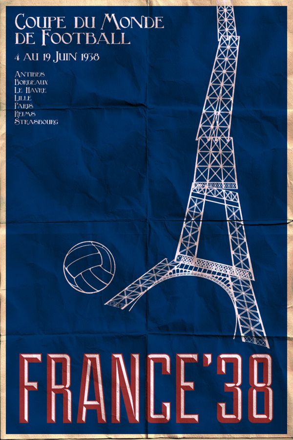 France 1938 world cup fifa redesigned official poster illustation
